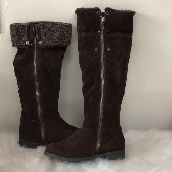 Bamboo  vegan  suede vegan fur cuffed side zipper high boots Size 6/36 - Picture 7 of 12